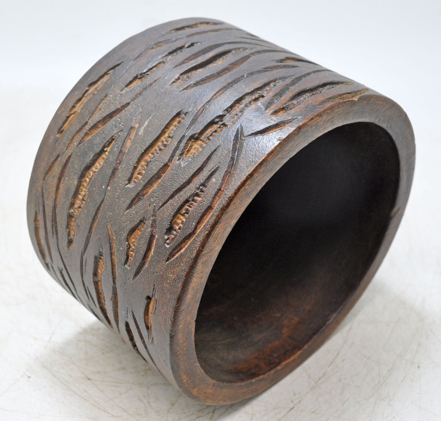 Vintage Wooden Small Planter Pot Original Old Hand Crafted Carved