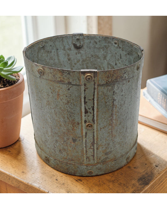 Vintage Iron Small Round Grain Measurement Paili Pot Original Old Hand Crafted