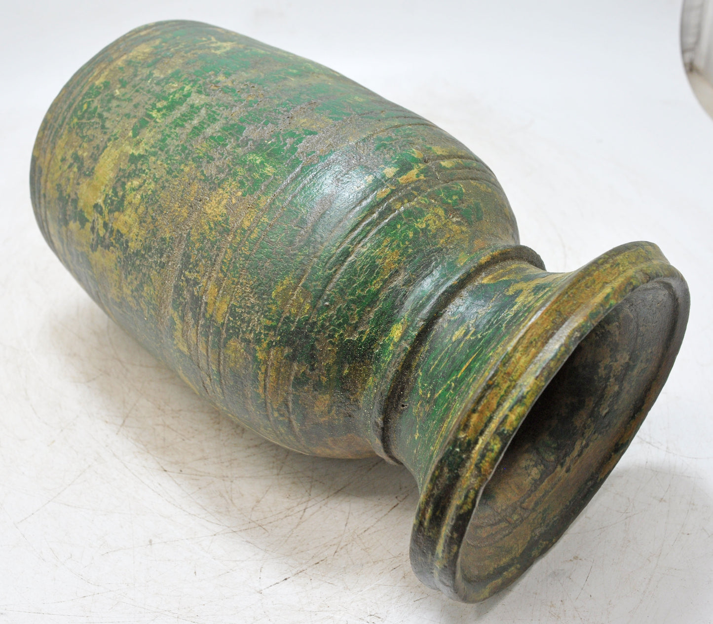Antique Wooden Himalayan Water Matka Pot Original Old Hand Carved