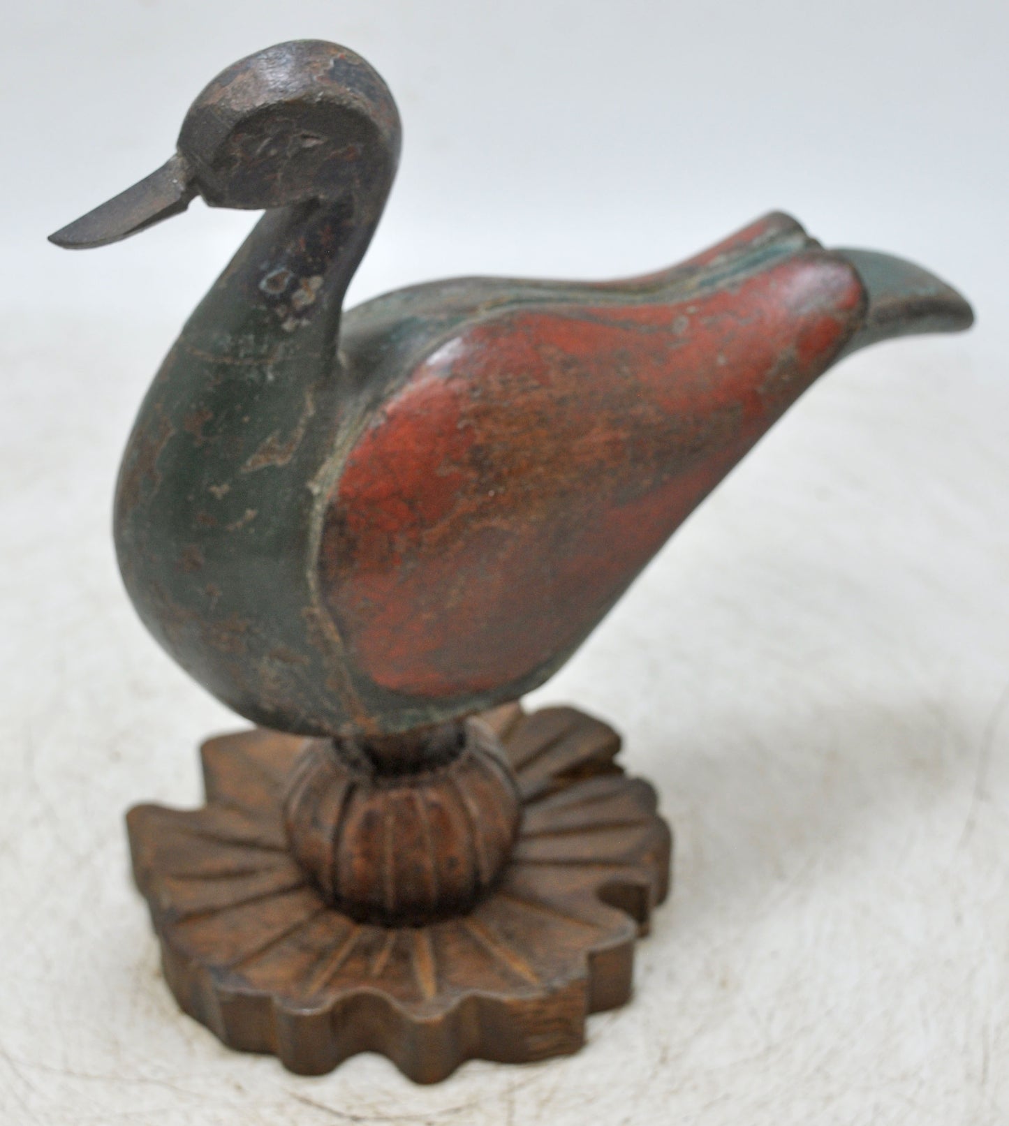 Vintage Wooden Bird Duck Figurine Original Old Fine Hand Carved Painted