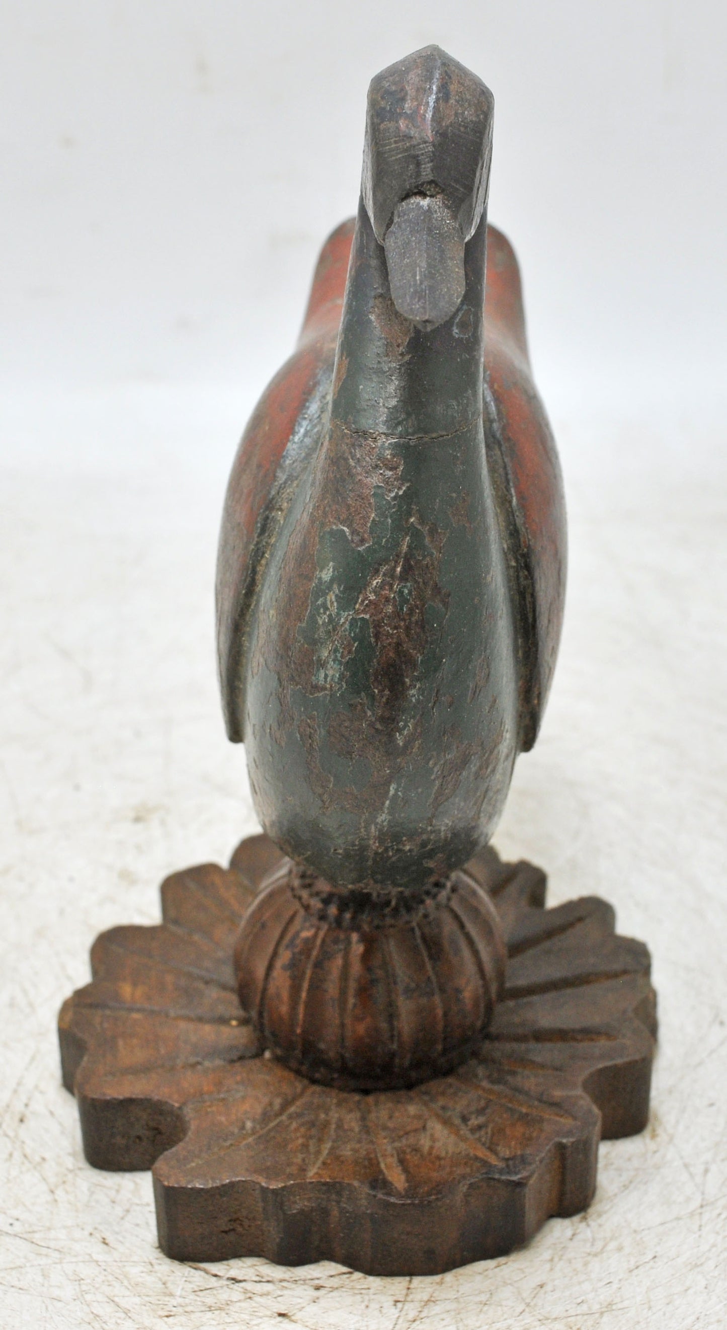 Vintage Wooden Bird Duck Figurine Original Old Fine Hand Carved Painted