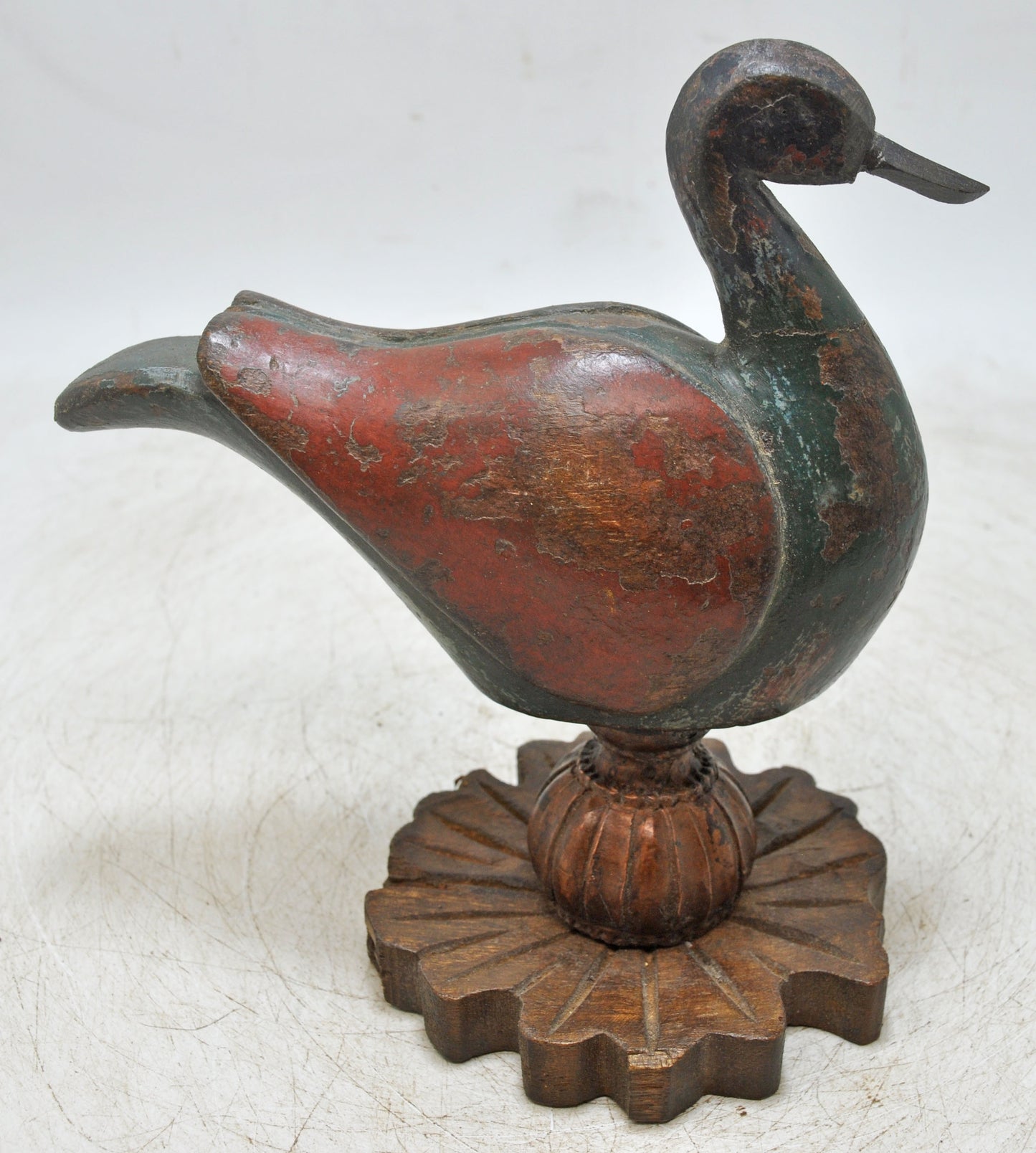 Vintage Wooden Bird Duck Figurine Original Old Fine Hand Carved Painted