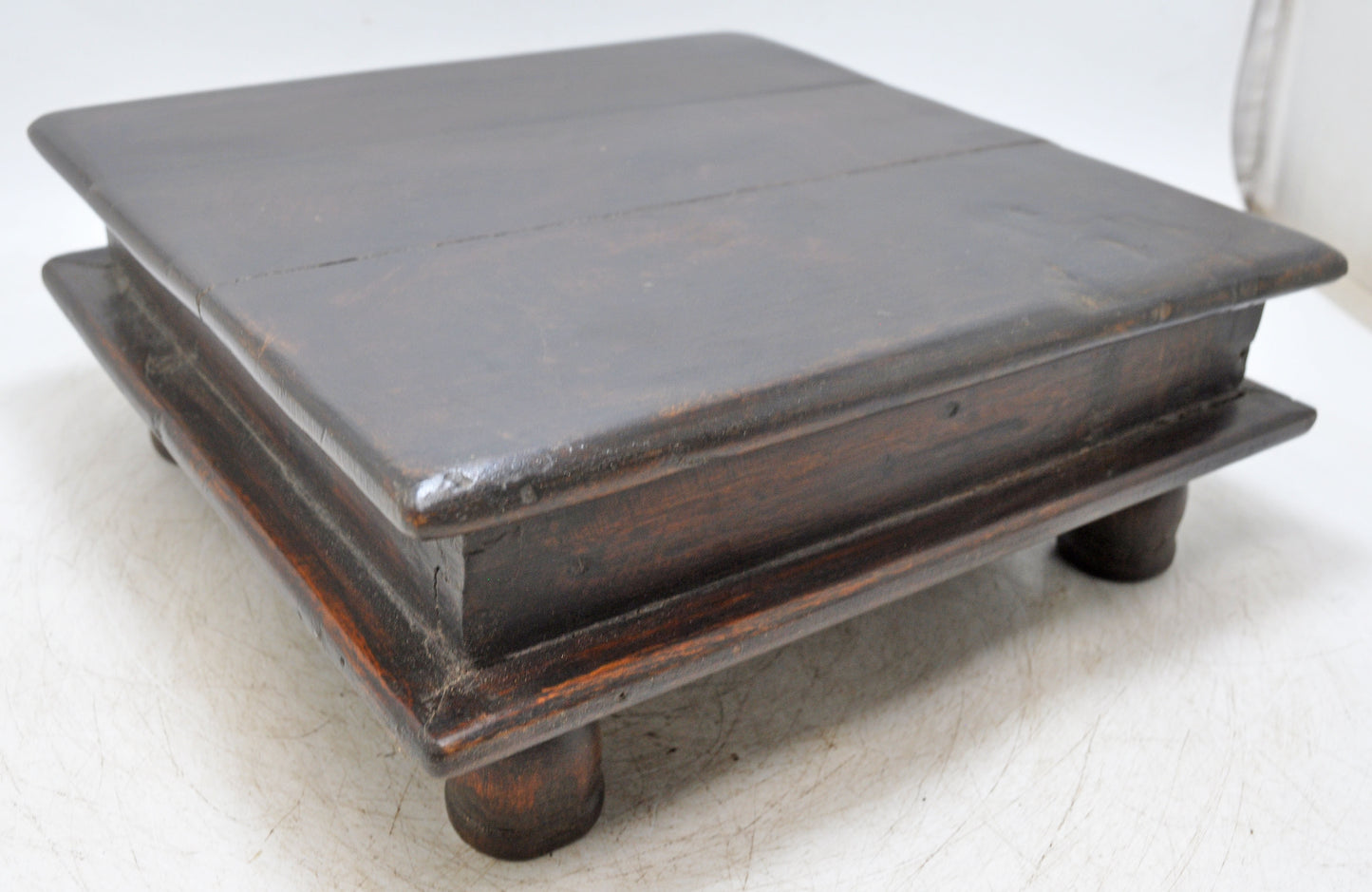 Antique Wooden Square Floor Sitting Bajot Stool Original Old Hand Crafted