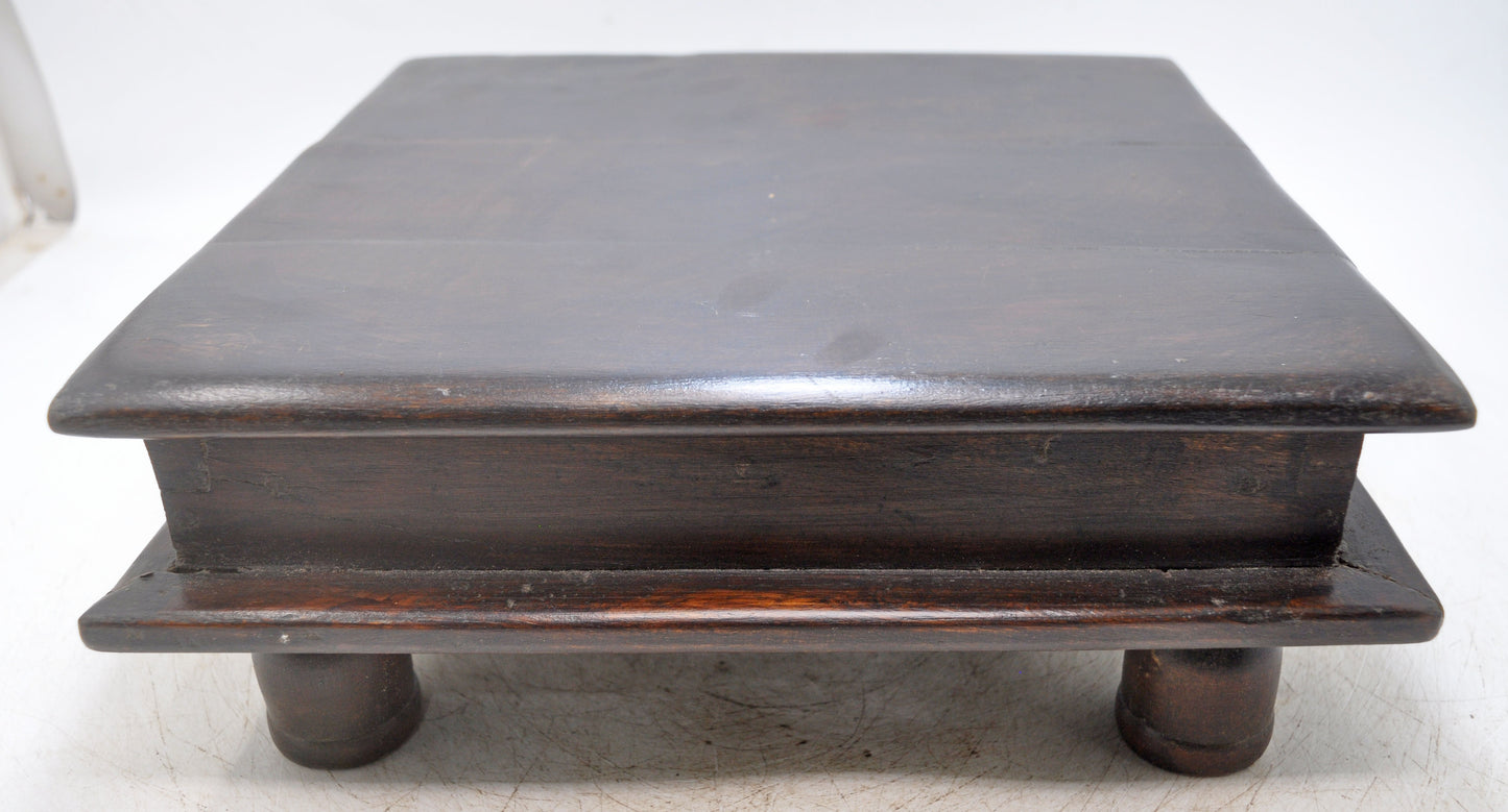Antique Wooden Square Floor Sitting Bajot Stool Original Old Hand Crafted