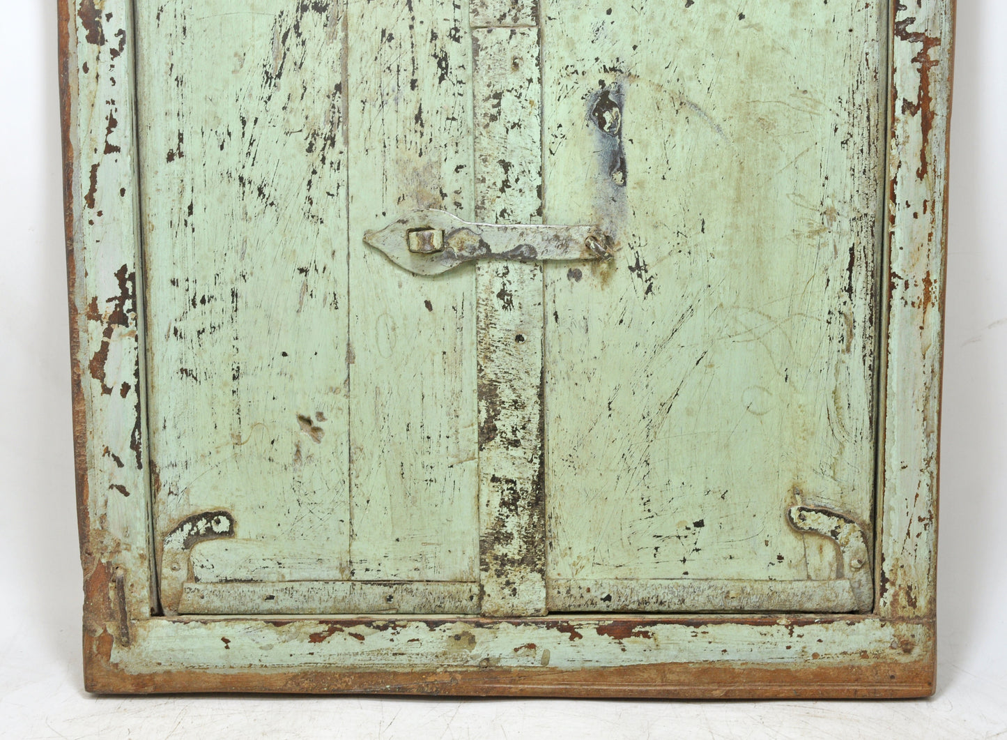 Antique Wooden Wall Décor Window Panel With Frame Original Old Rustic Painted