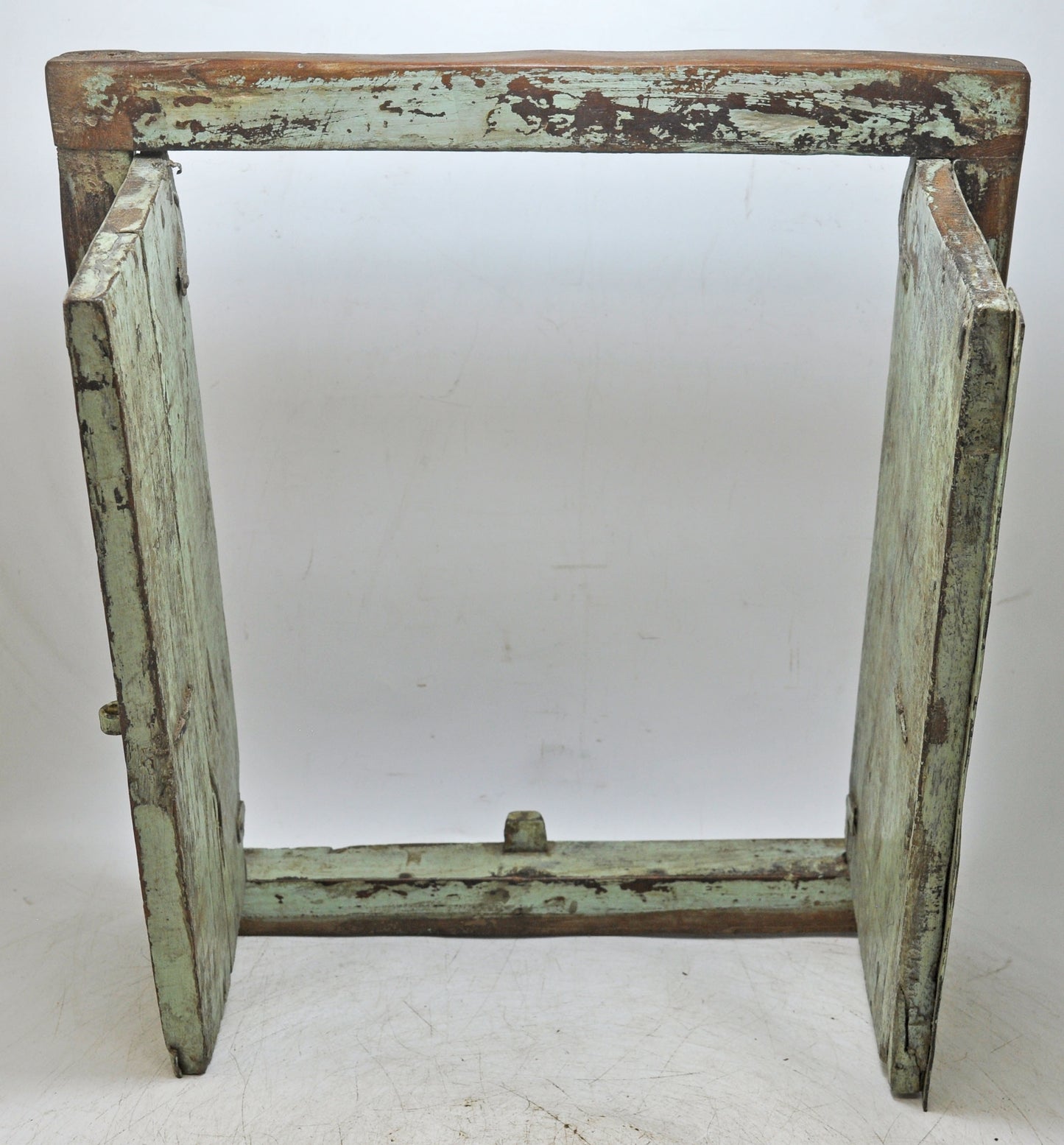 Antique Wooden Wall Décor Window Panel With Frame Original Old Rustic Painted