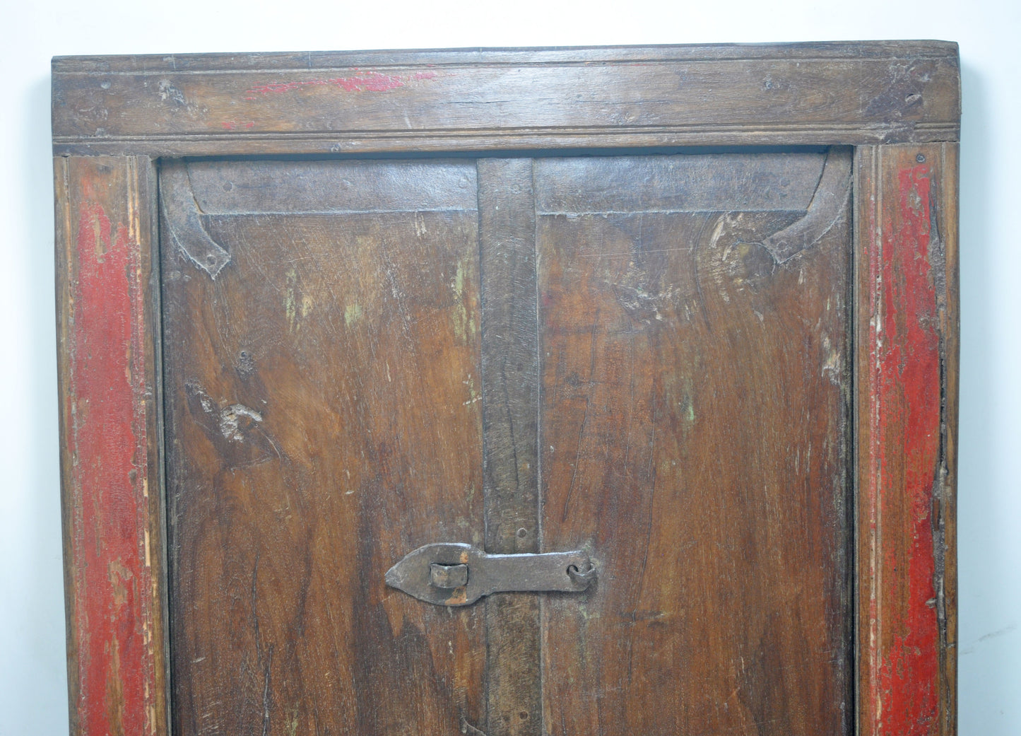Antique Wooden Wall Décor Window Panel With Frame Original Old Rustic Painted