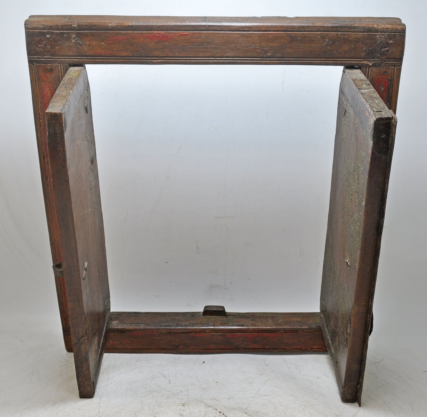 Antique Wooden Wall Décor Window Panel With Frame Original Old Rustic Painted