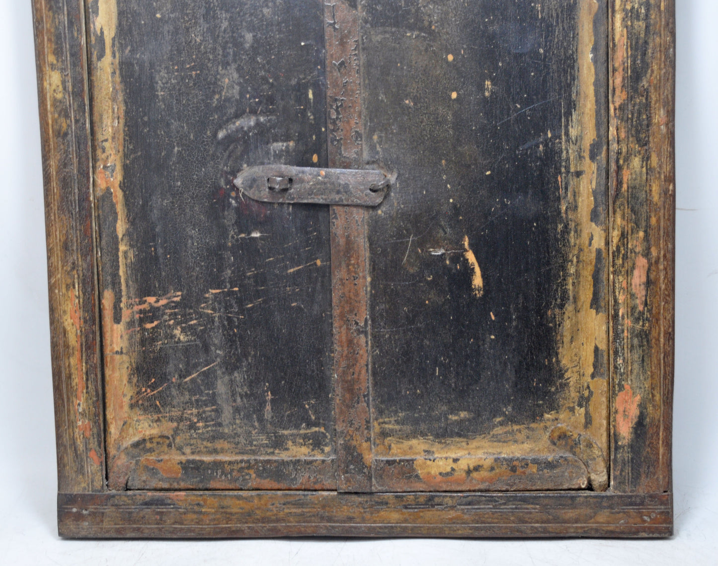 Antique Wooden Wall Décor Window Panel With Frame Original Old Rustic Painted