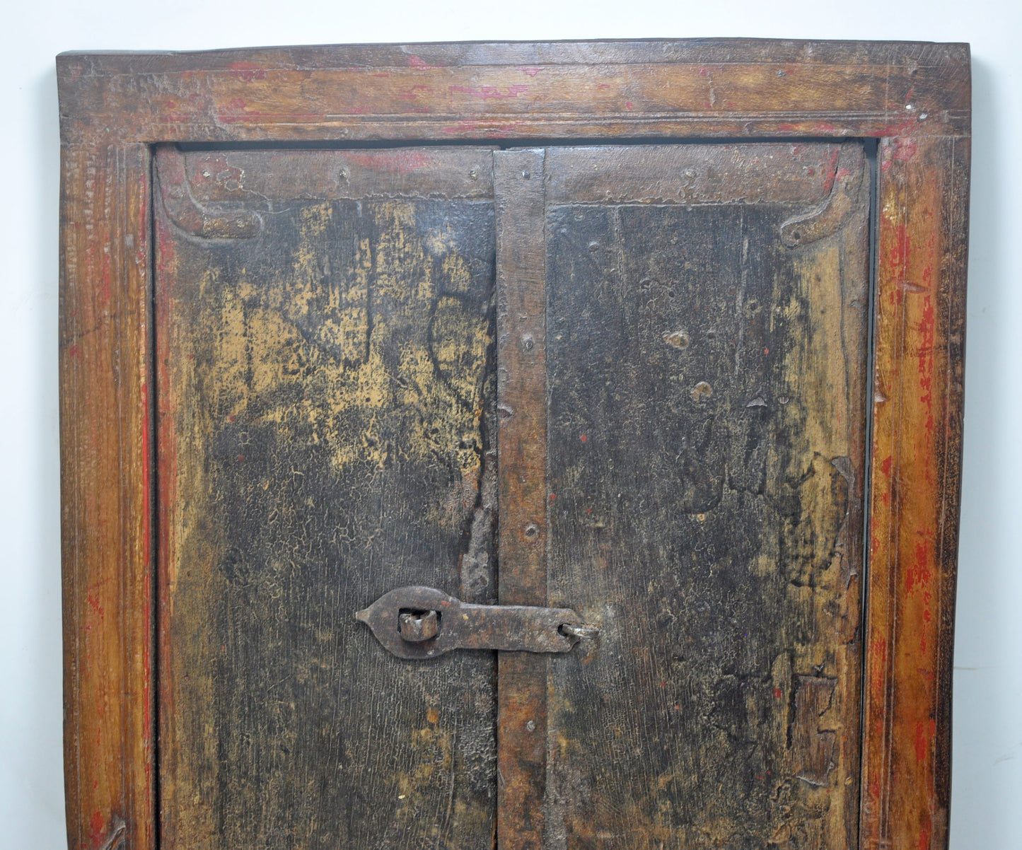 Antique Wooden Wall Décor Window Panel With Frame Original Old Rustic Painted