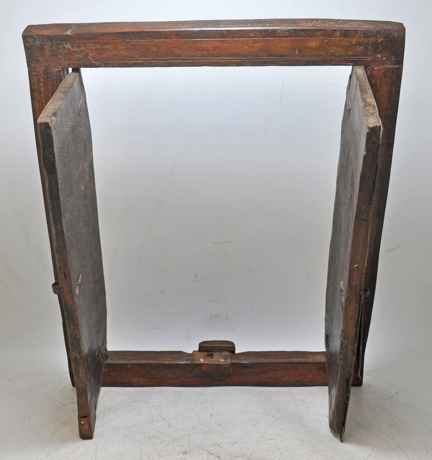 Antique Wooden Wall Décor Window Panel With Frame Original Old Rustic Painted