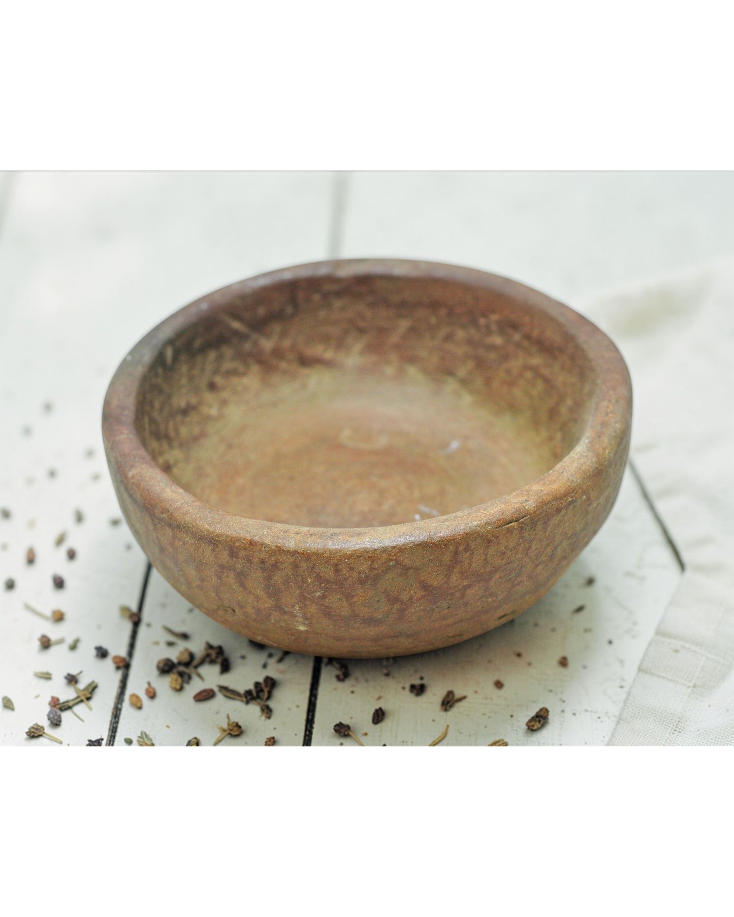 Antique Sand Stone Round Curry Bowl Original Old Hand Carved