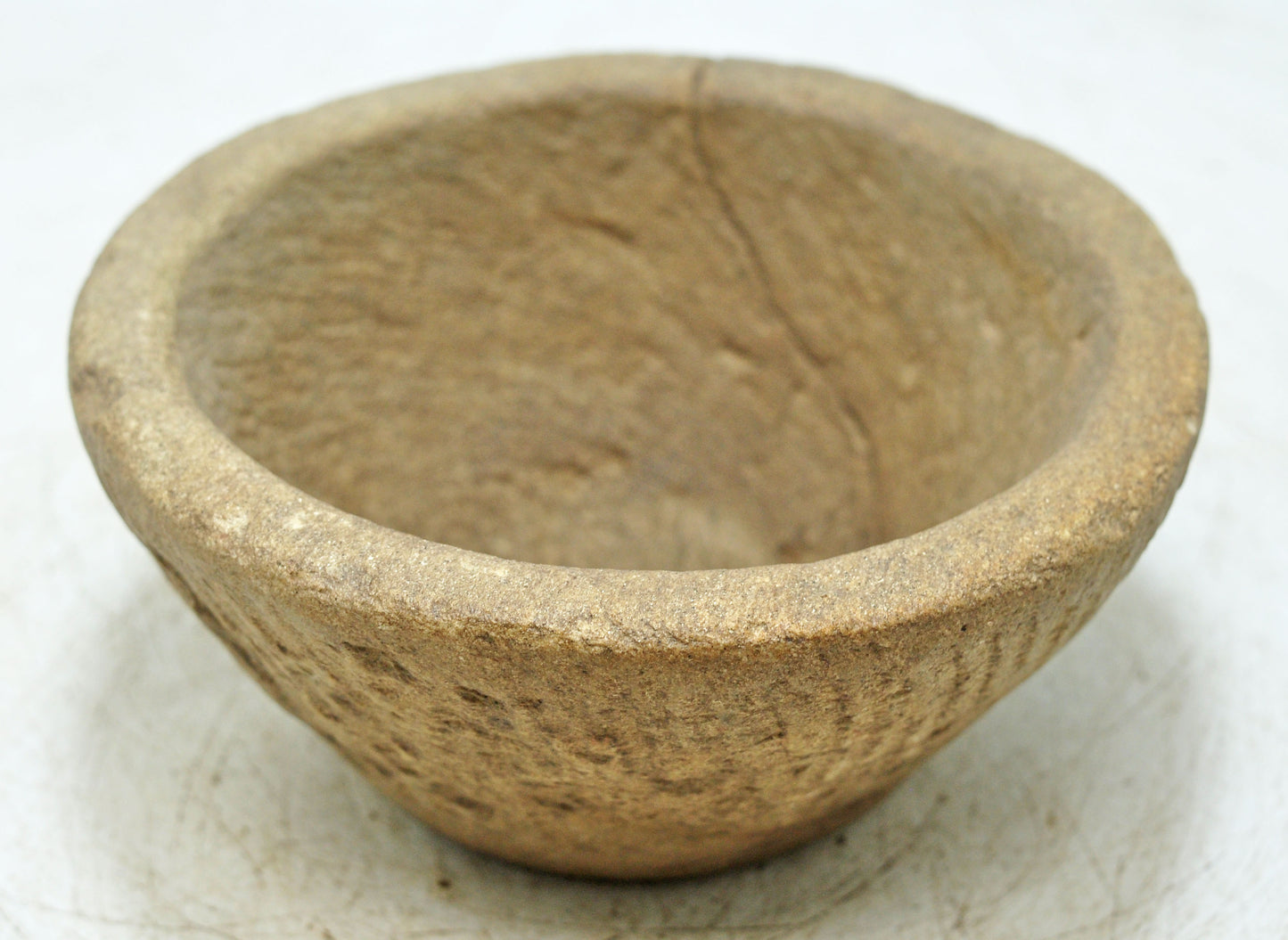 Antique Sand Stone Round Curry Bowl Original Old Hand Carved