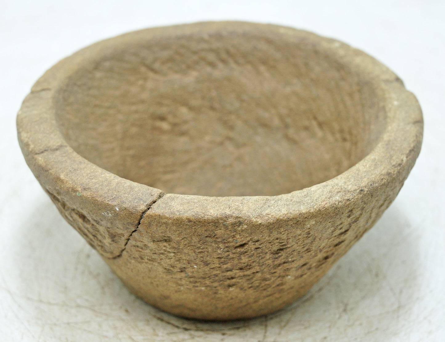 Antique Sand Stone Round Curry Bowl Original Old Hand Carved