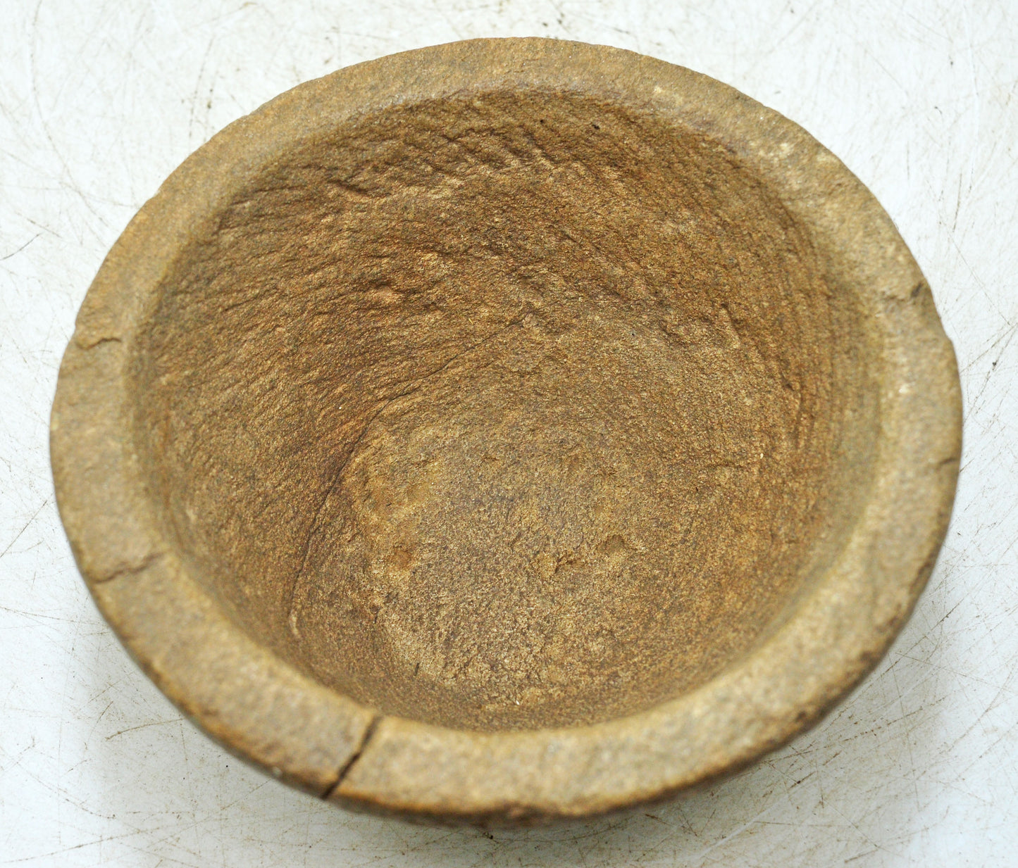 Antique Sand Stone Round Curry Bowl Original Old Hand Carved
