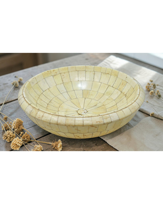 Antique Wooden Round Flower Decorative Bowl Original Old Hand Crafted Fitted