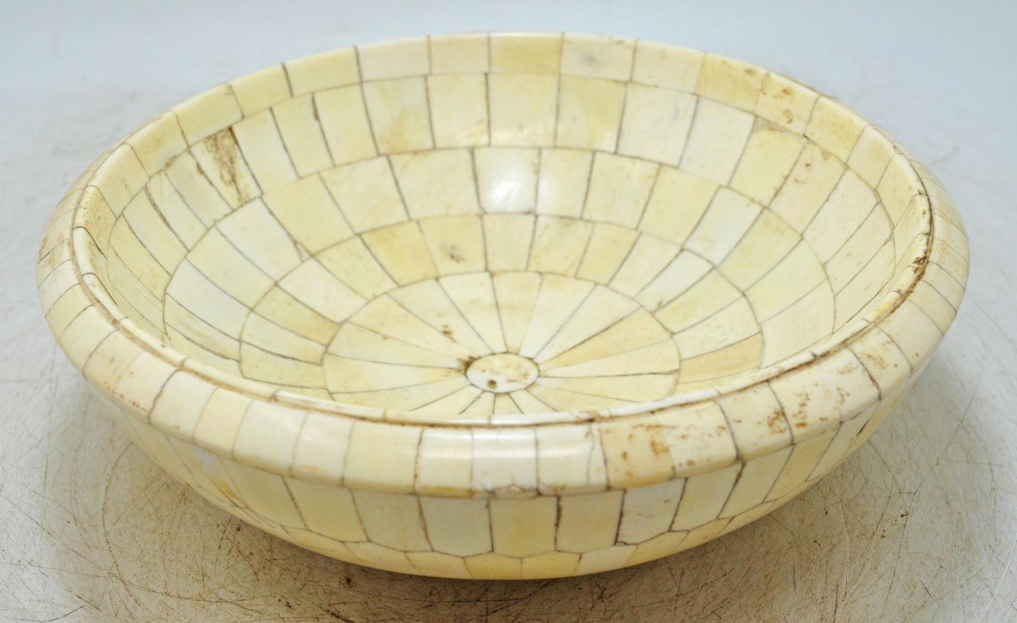 Antique Wooden Round Flower Decorative Bowl Original Old Hand Crafted Fitted