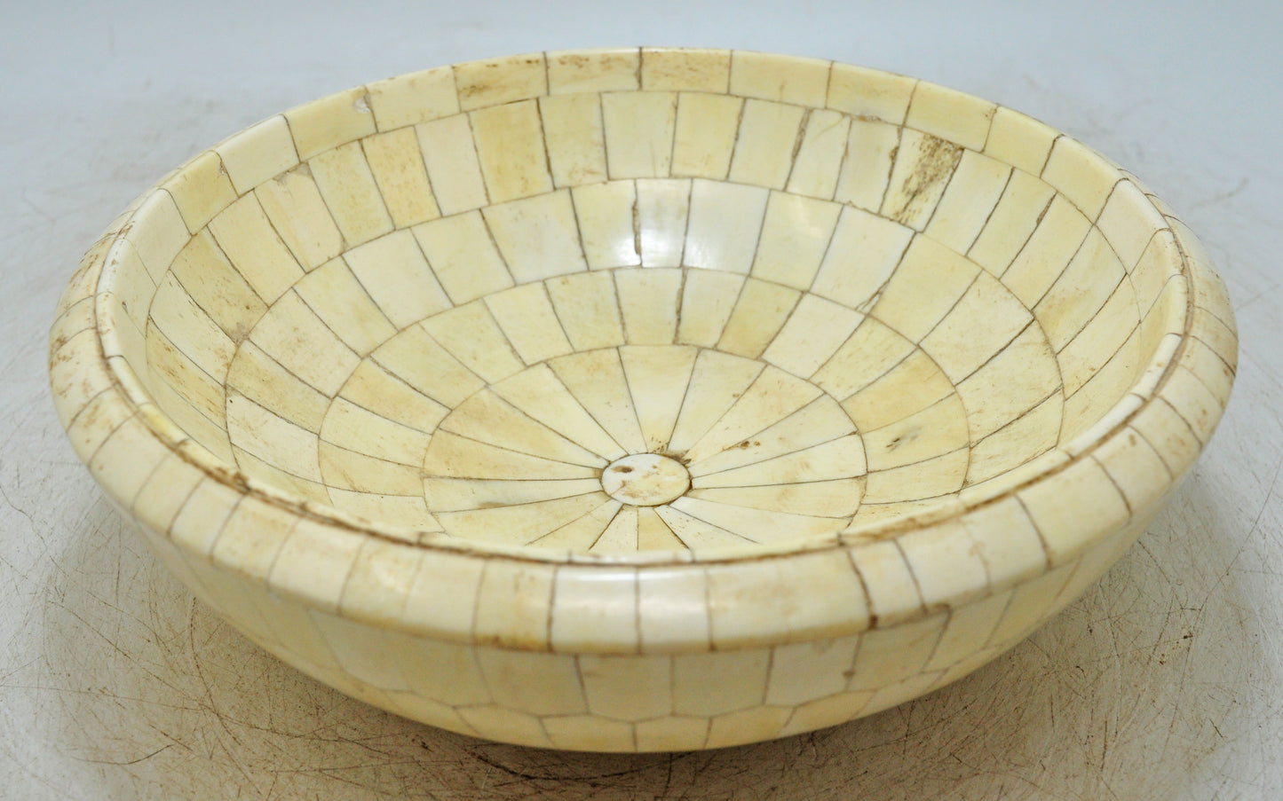 Antique Wooden Round Flower Decorative Bowl Original Old Hand Crafted Fitted