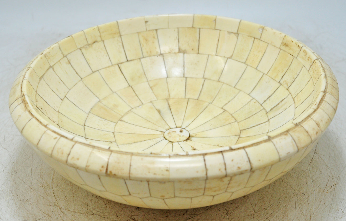Antique Wooden Round Flower Decorative Bowl Original Old Hand Crafted Fitted