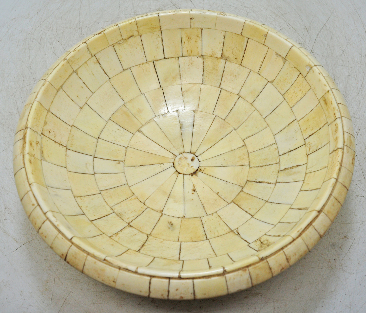 Antique Wooden Round Flower Decorative Bowl Original Old Hand Crafted Fitted
