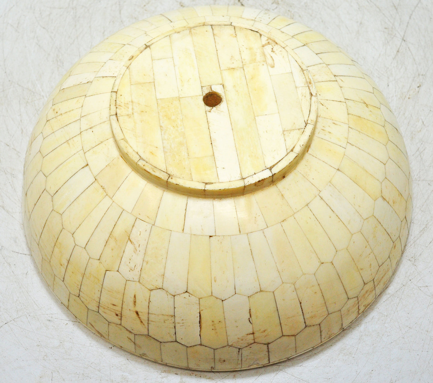 Antique Wooden Round Flower Decorative Bowl Original Old Hand Crafted Fitted