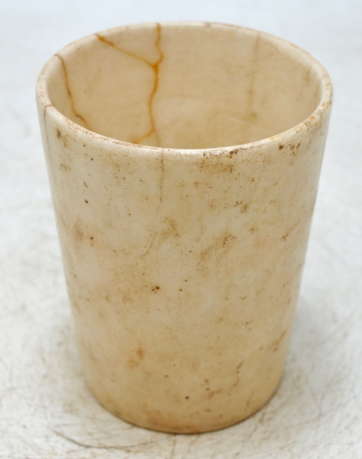 Antique White Marble Drinking Cup Glass Original Old Hand Carved