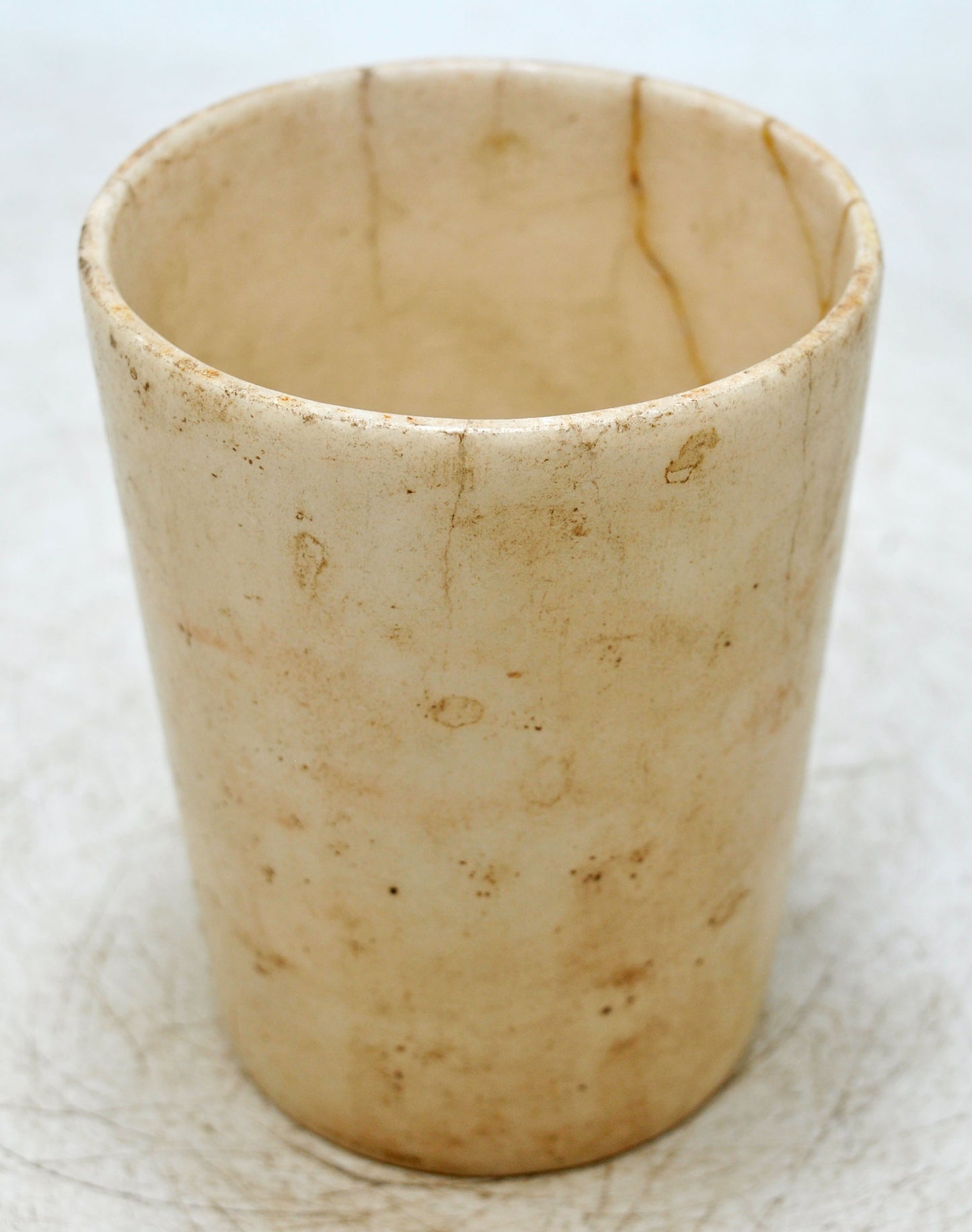 Antique White Marble Drinking Cup Glass Original Old Hand Carved