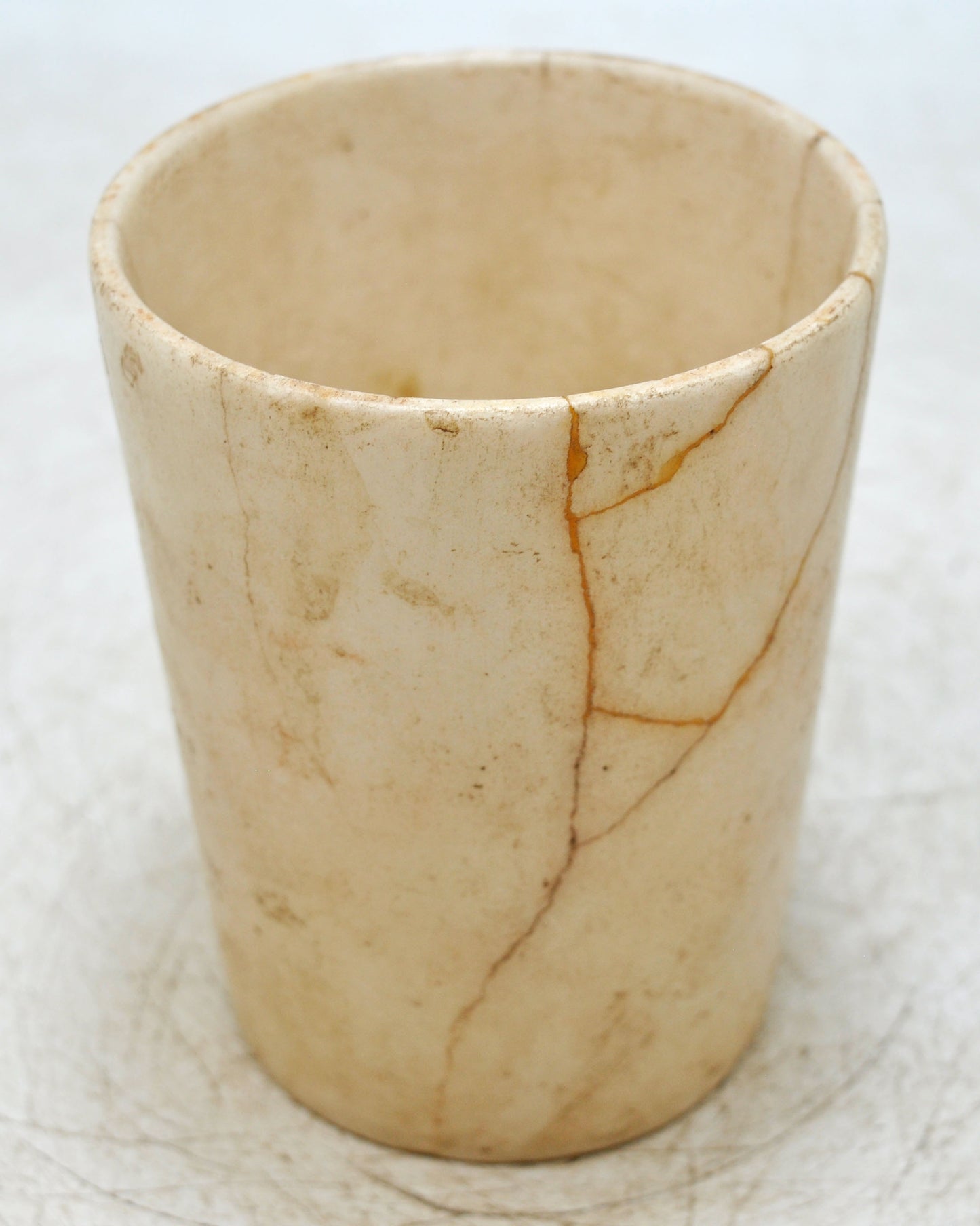Antique White Marble Drinking Cup Glass Original Old Hand Carved