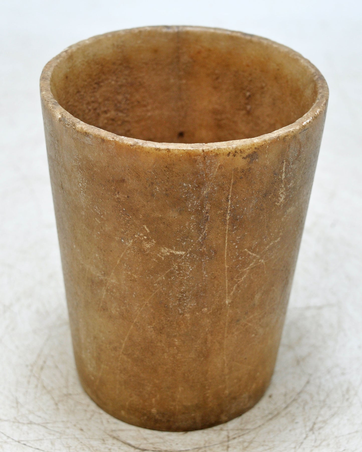 Antique White Marble Drinking Cup Glass Original Old Hand Carved