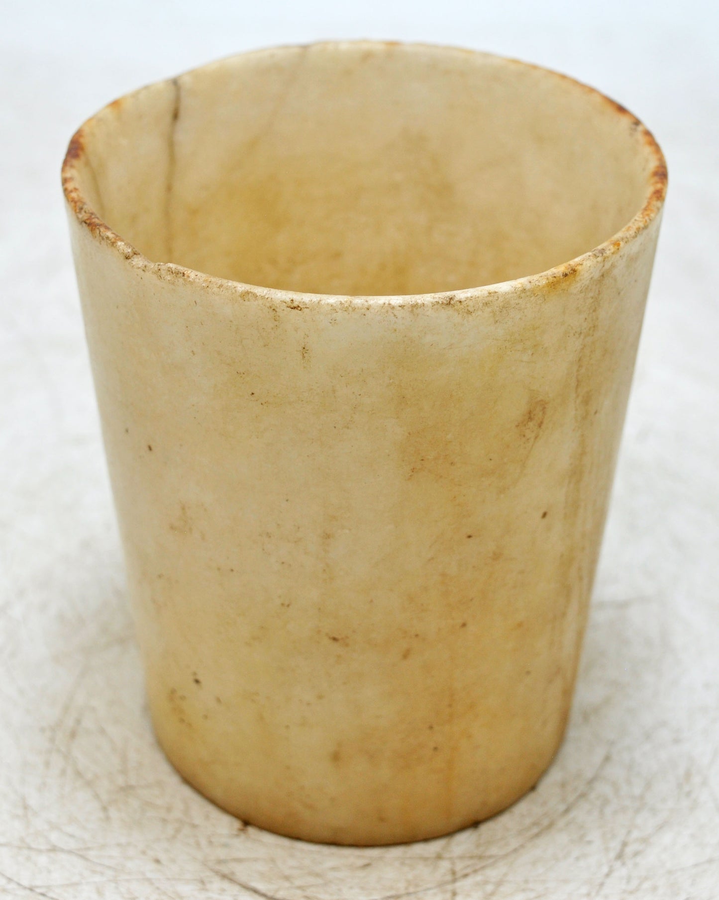 Antique White Marble Drinking Cup Glass Original Old Hand Carved