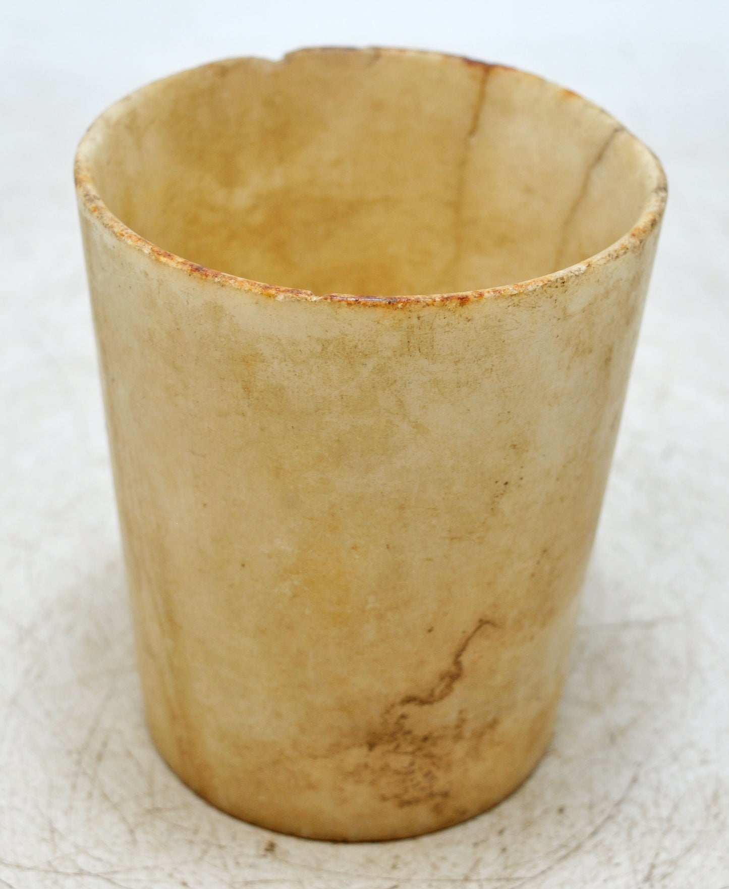 Antique White Marble Drinking Cup Glass Original Old Hand Carved