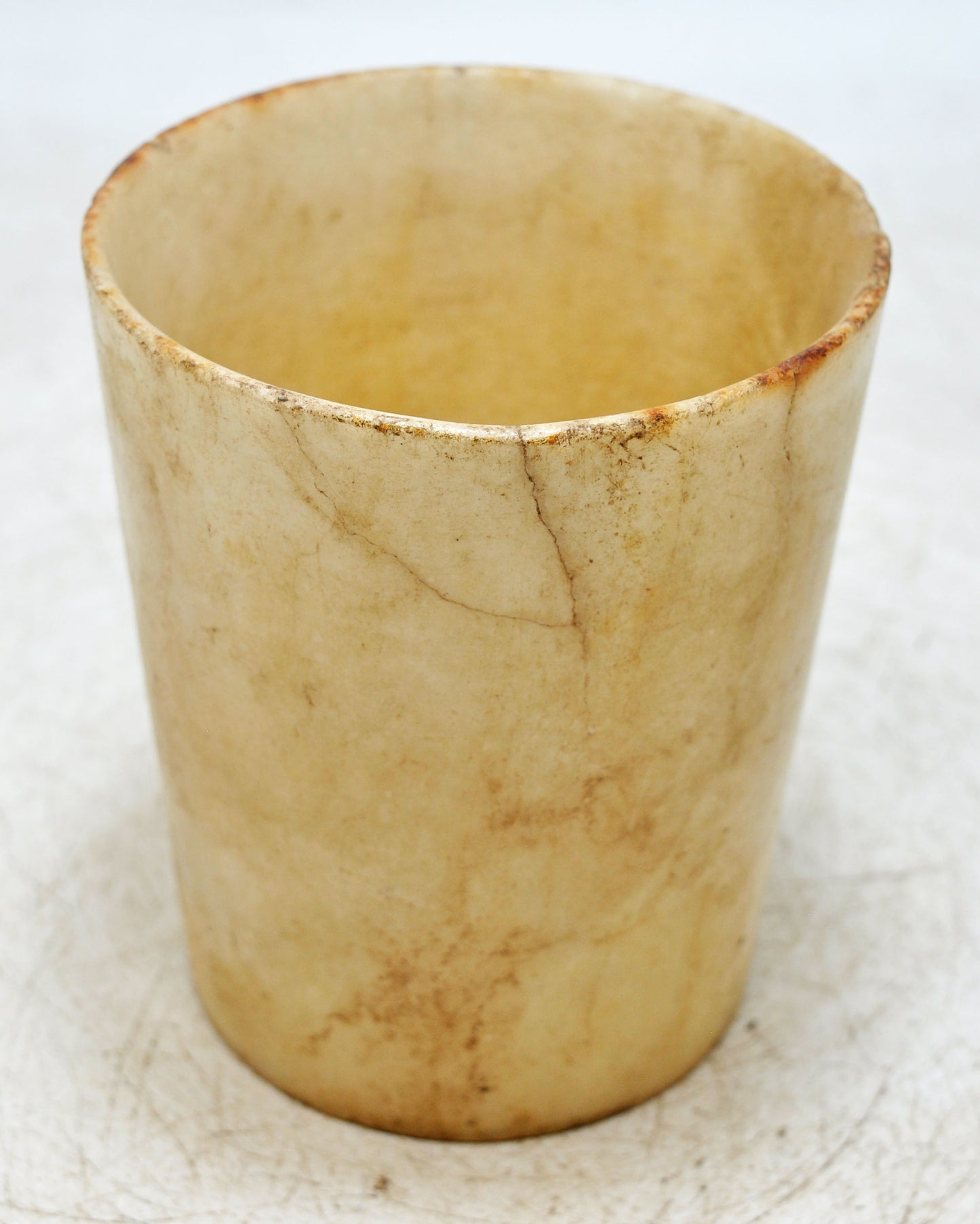 Antique White Marble Drinking Cup Glass Original Old Hand Carved