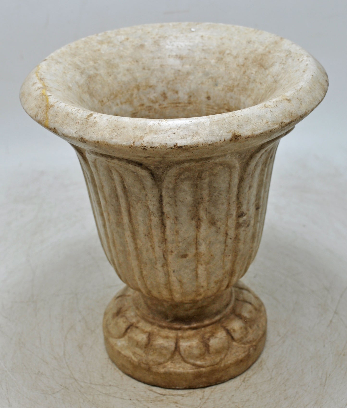 Antique White Marble Vase Flower Pot Original Old Fine Hand Carved