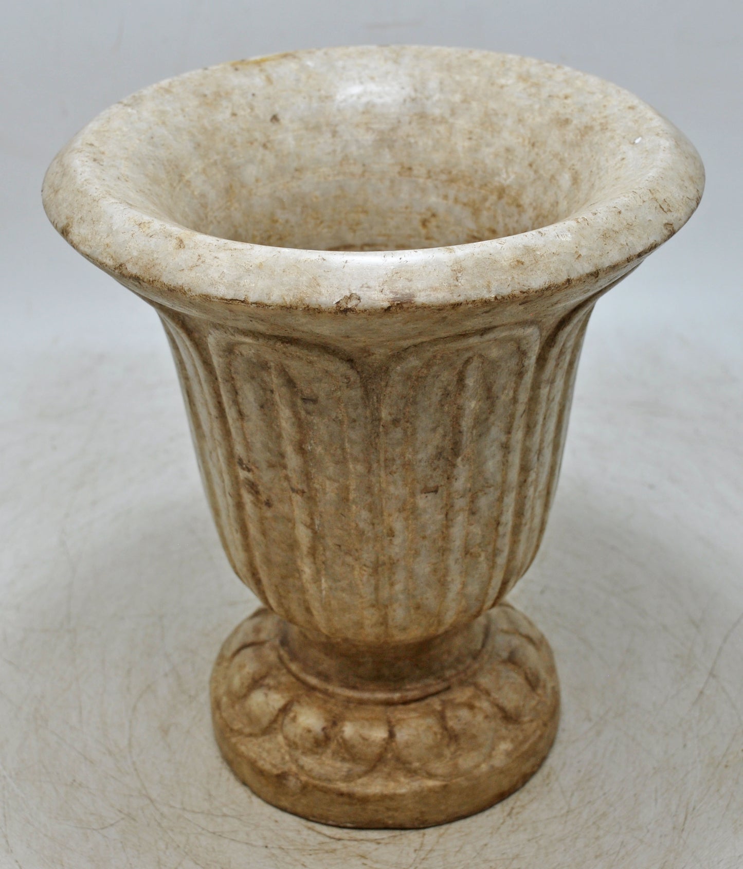 Antique White Marble Vase Flower Pot Original Old Fine Hand Carved