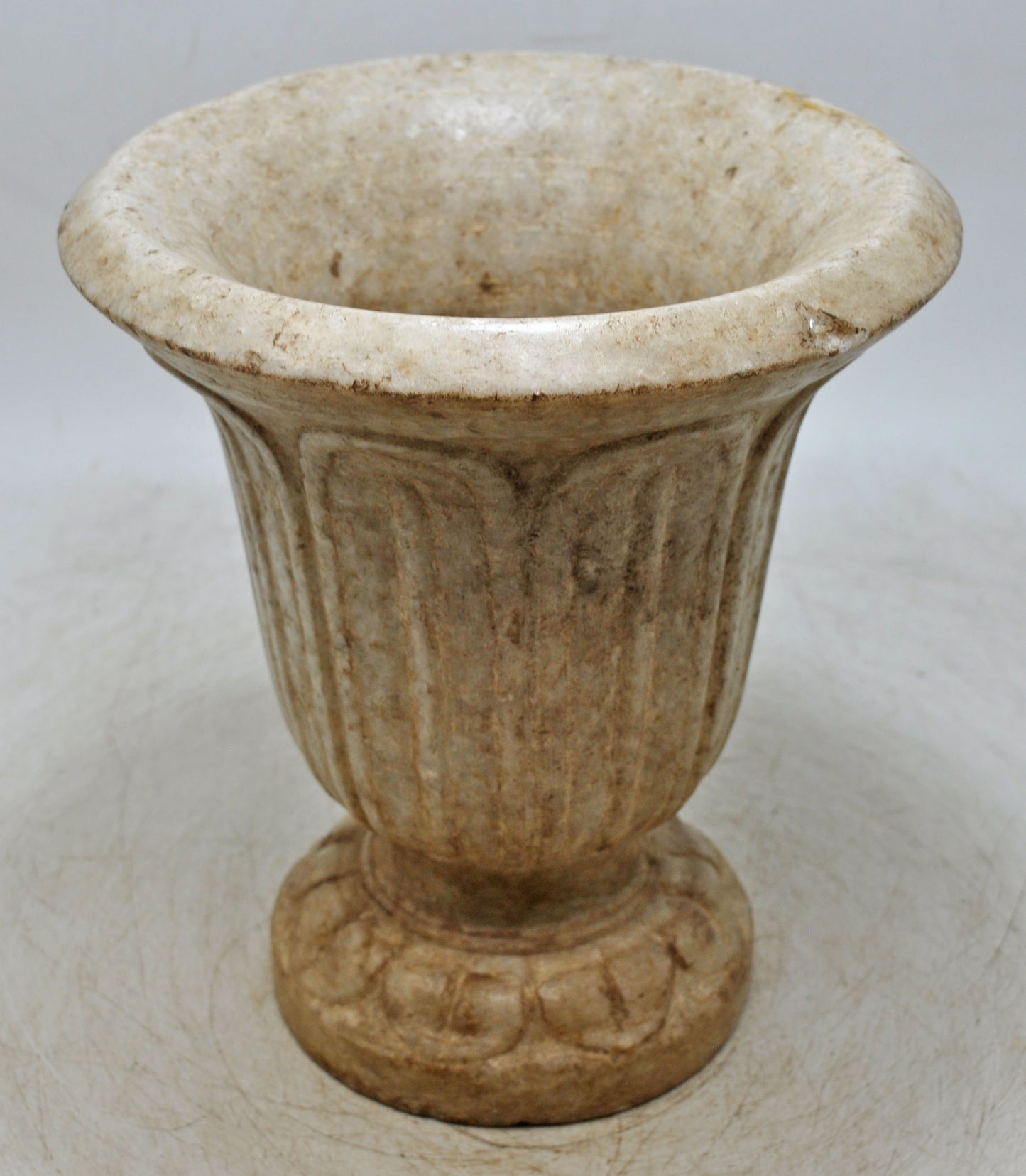 Antique White Marble Vase Flower Pot Original Old Fine Hand Carved