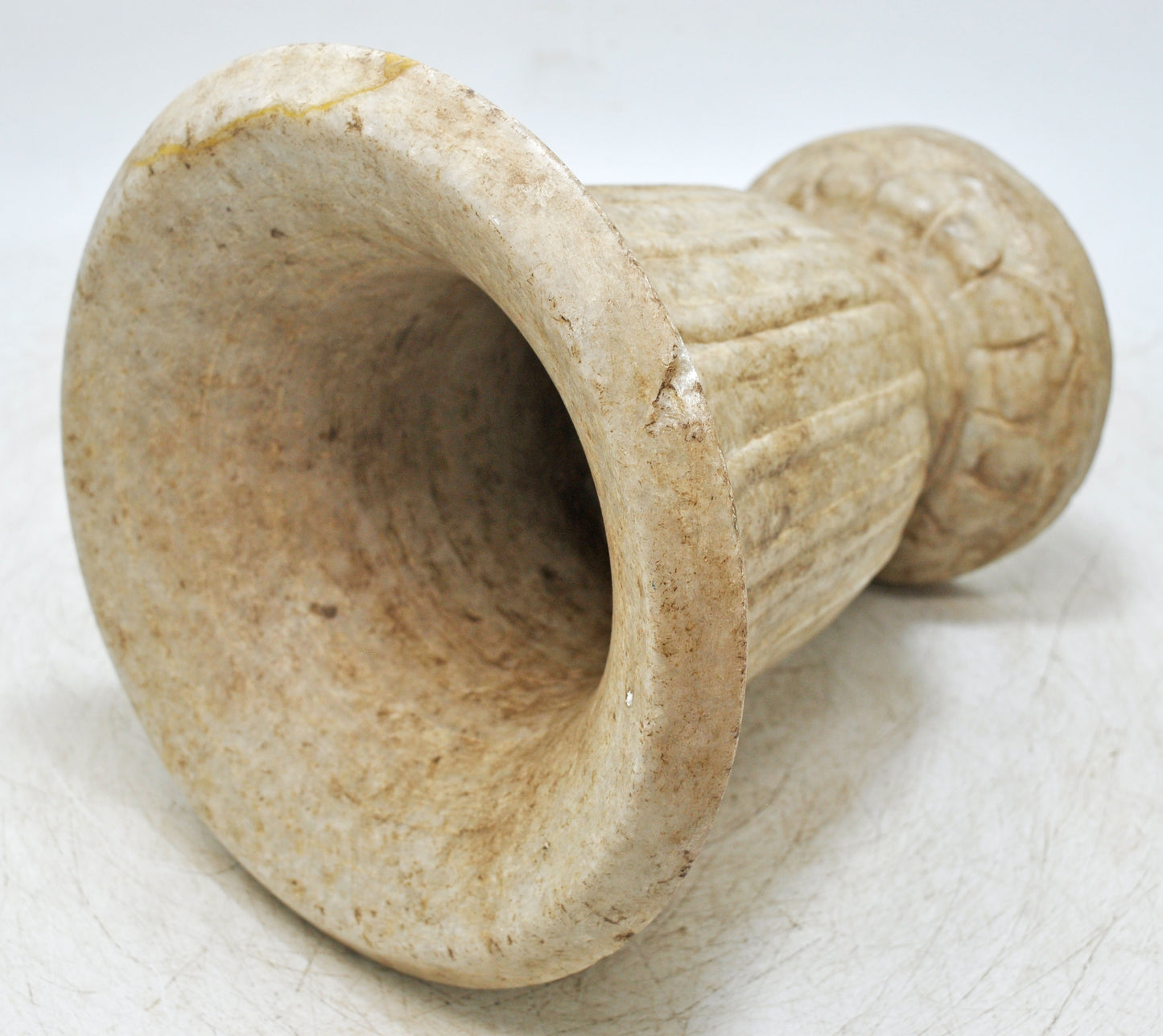 Antique White Marble Vase Flower Pot Original Old Fine Hand Carved