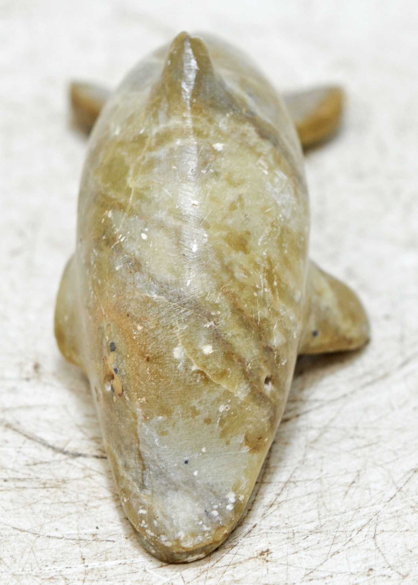 Vintage Green Marble Dolphin Figurine Original Old Fine Hand Carved
