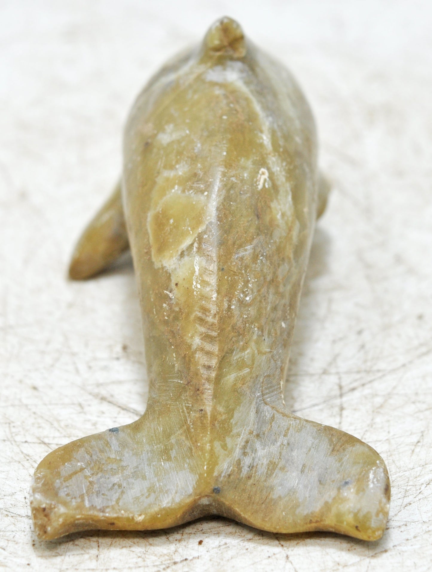 Vintage Green Marble Dolphin Figurine Original Old Fine Hand Carved