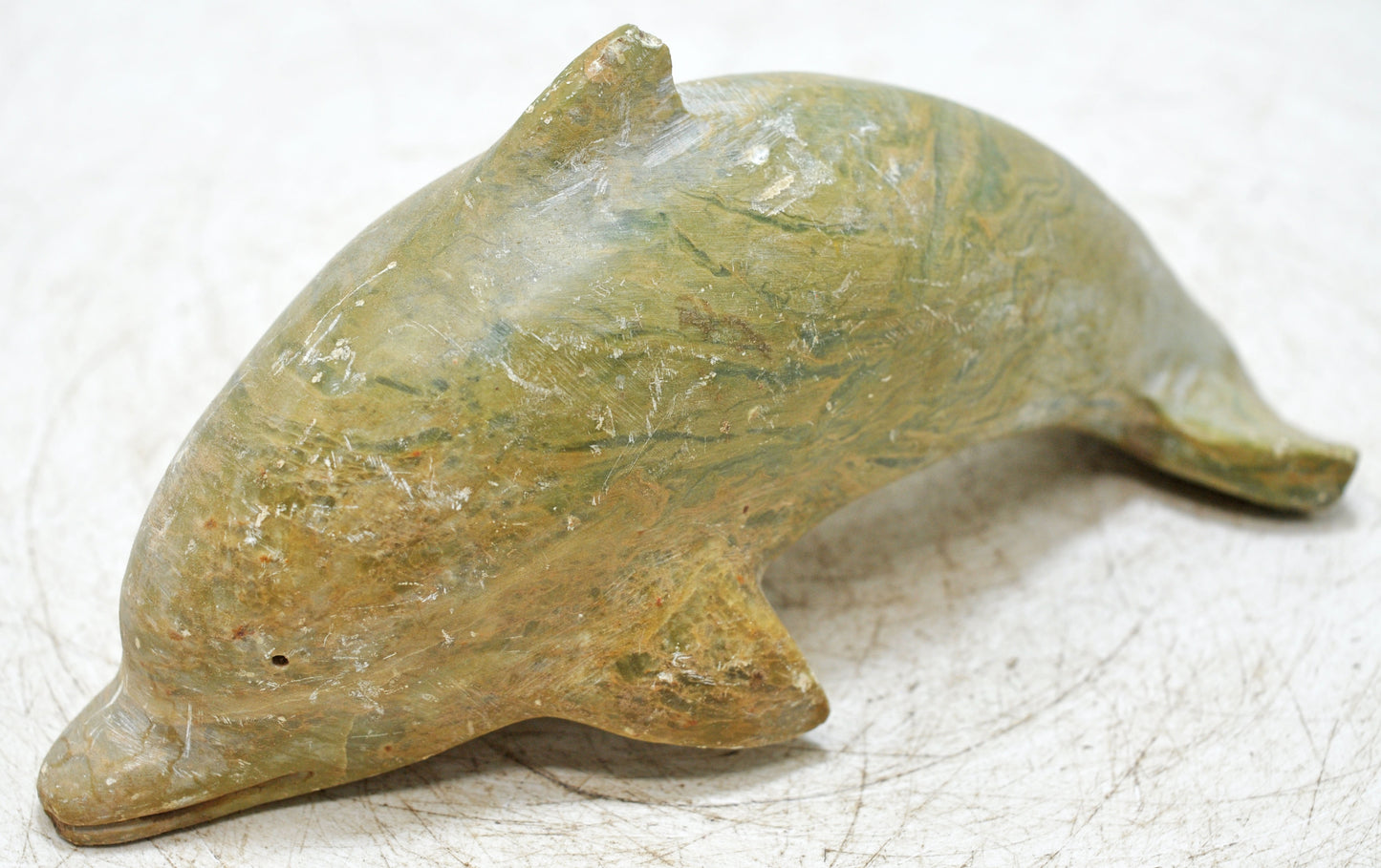 Vintage Green Marble Dolphin Figurine Original Old Fine Hand Carved