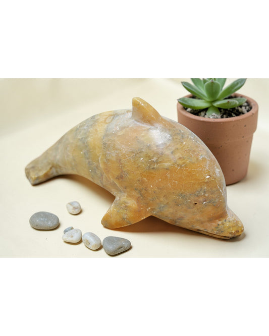 Vintage Green Marble Dolphin Figurine Original Old Fine Hand Carved
