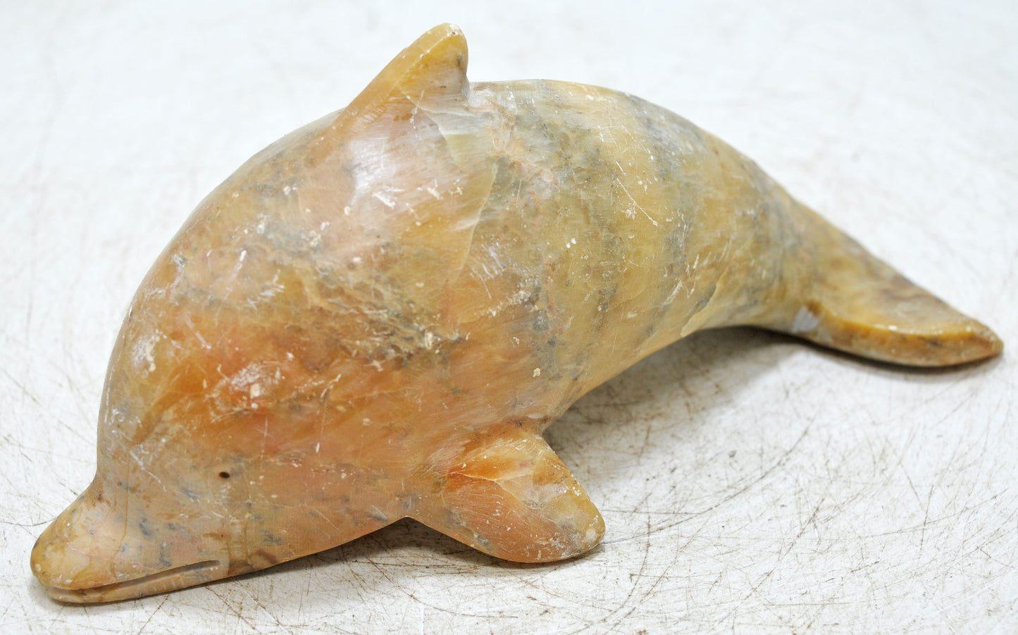 Vintage Green Marble Dolphin Figurine Original Old Fine Hand Carved