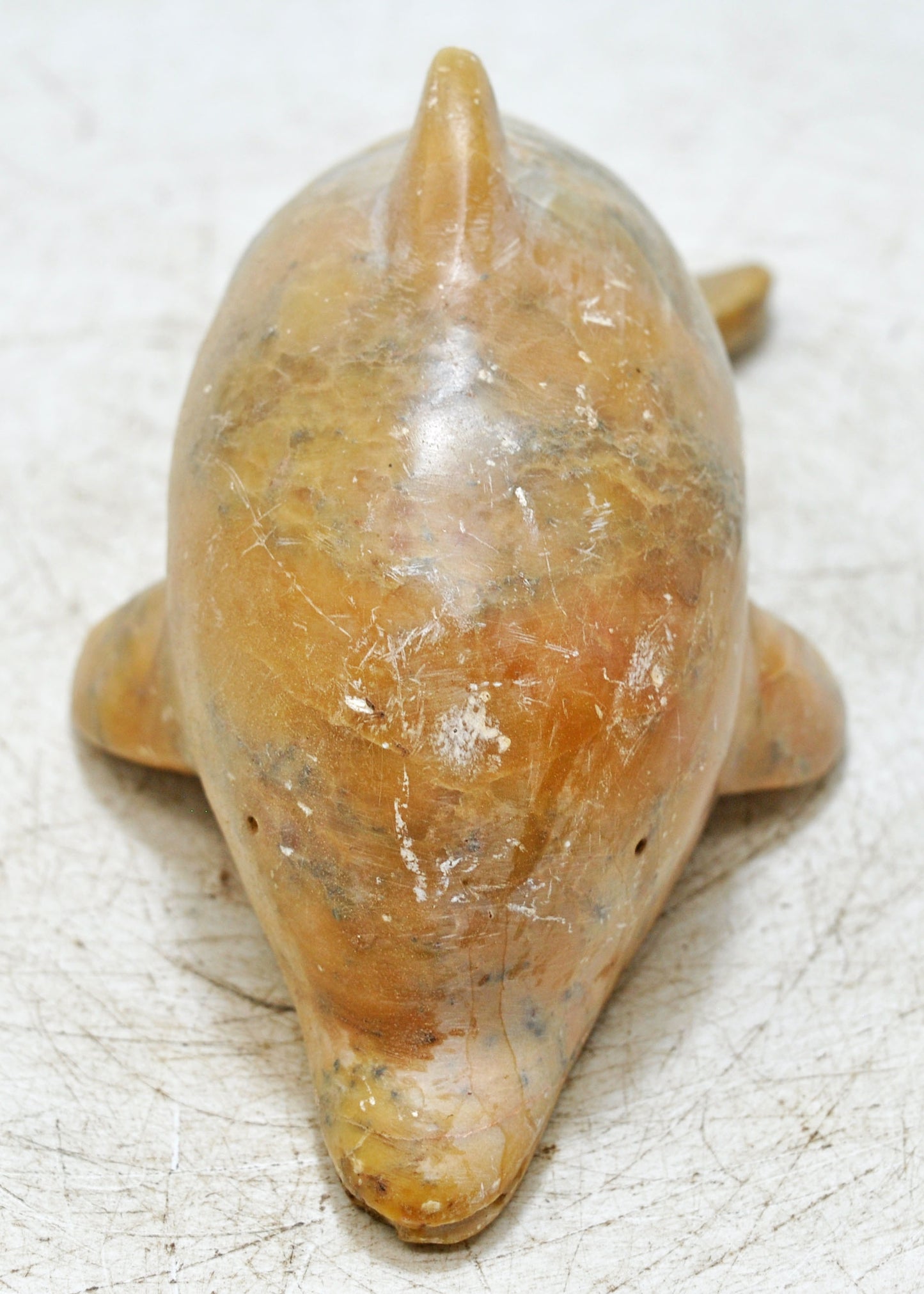 Vintage Green Marble Dolphin Figurine Original Old Fine Hand Carved