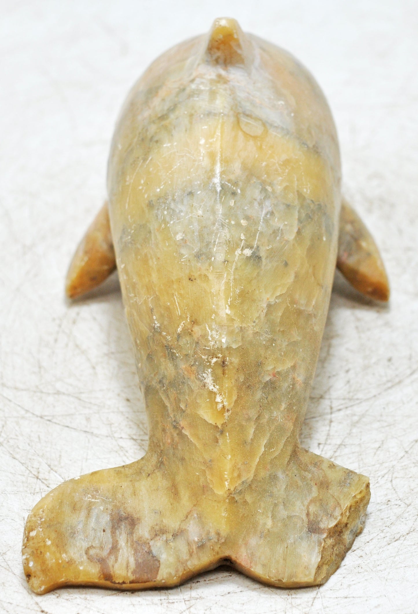 Vintage Green Marble Dolphin Figurine Original Old Fine Hand Carved