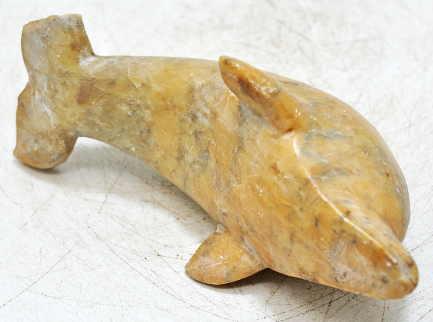 Vintage Green Marble Dolphin Figurine Original Old Fine Hand Carved
