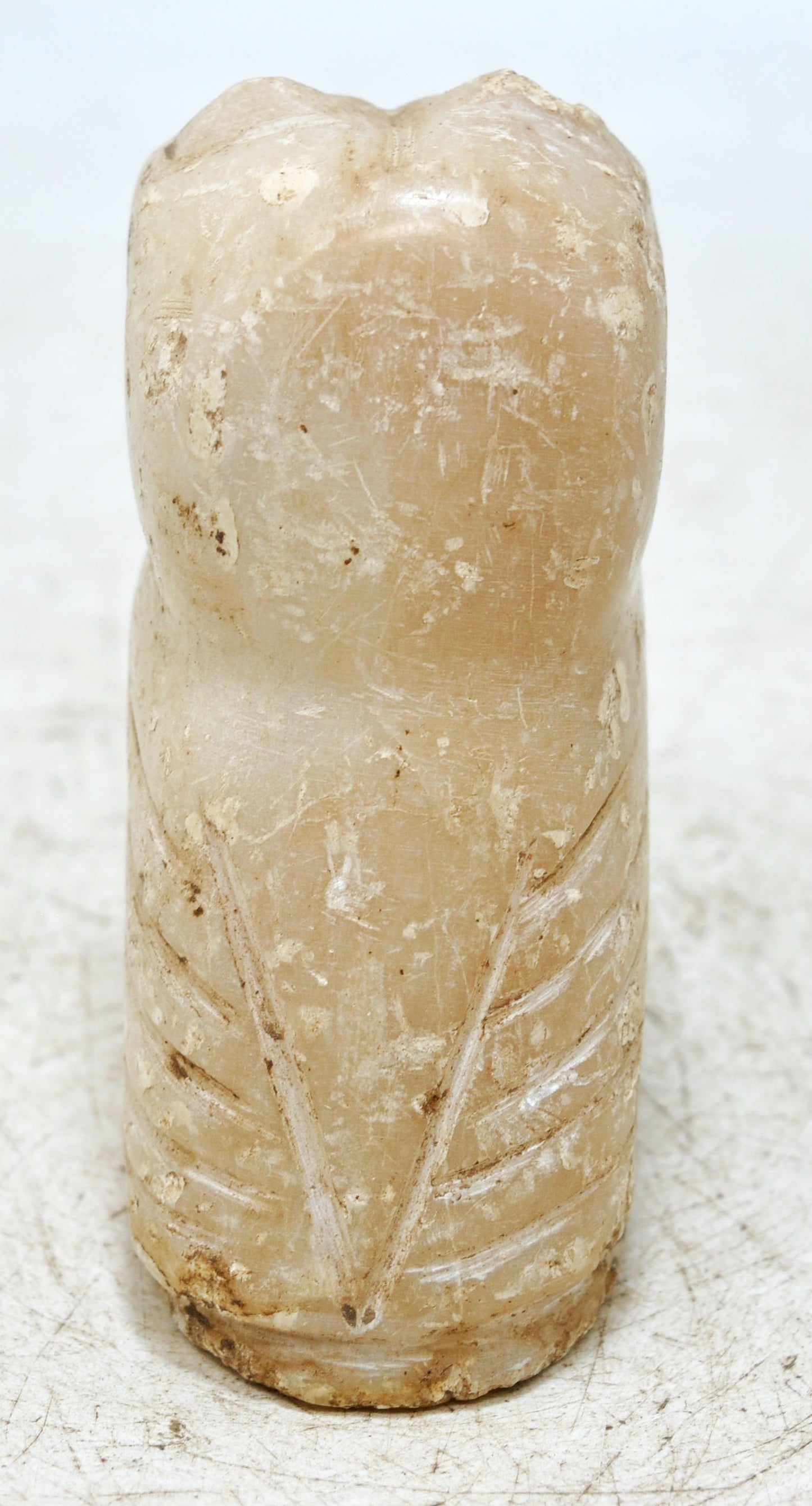 Vintage White Marble Owl Figurine Original Old Fine Hand Carved