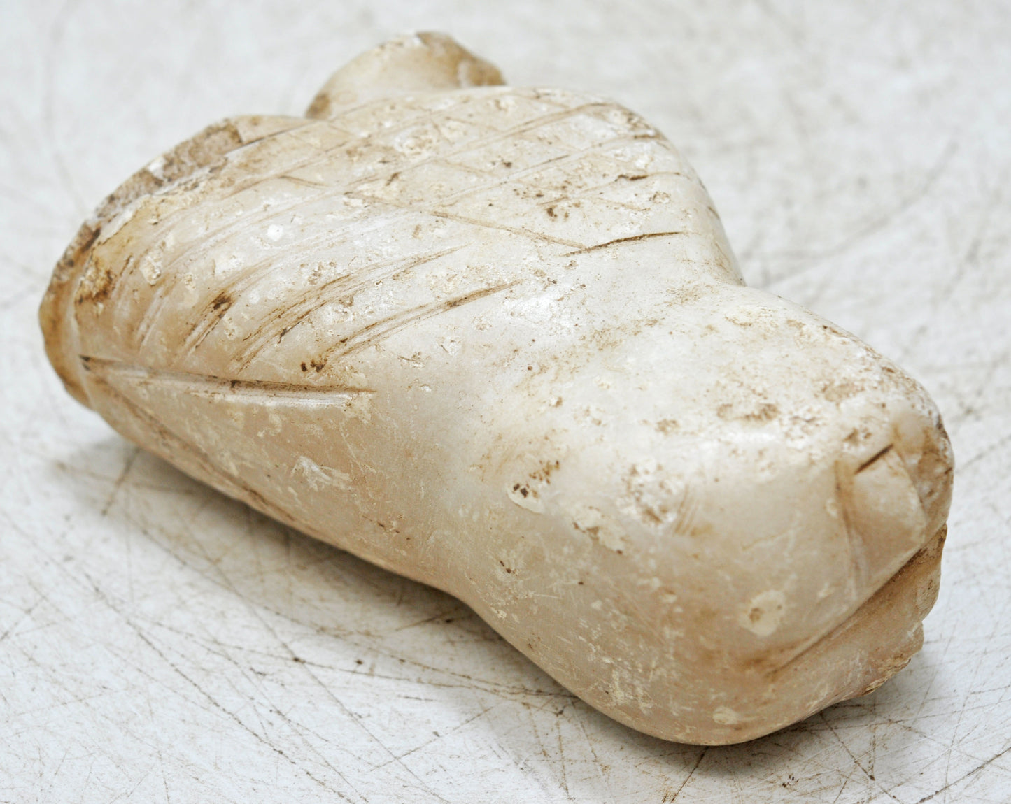 Vintage White Marble Owl Figurine Original Old Fine Hand Carved