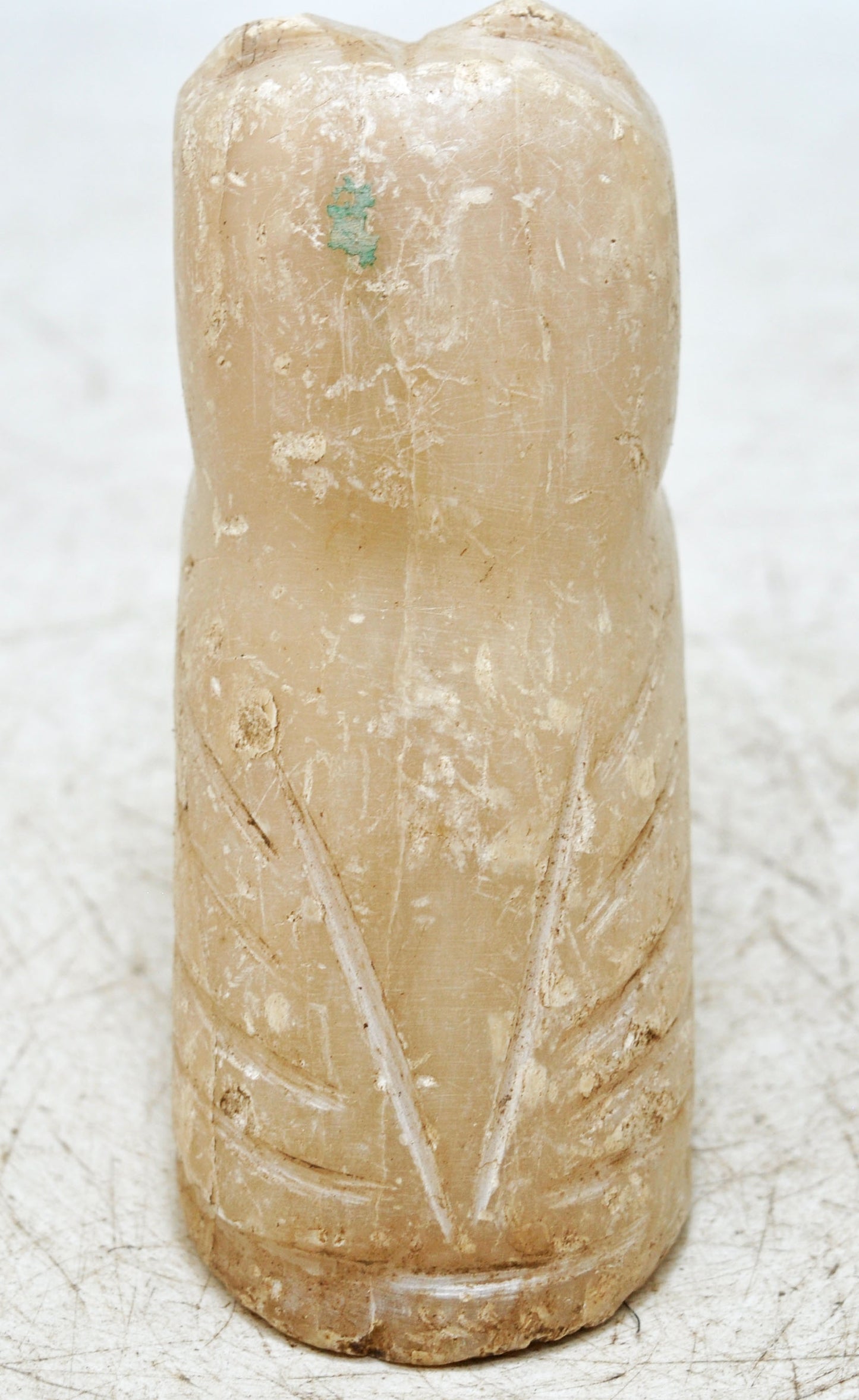 Vintage White Marble Owl Figurine Original Old Fine Hand Carved