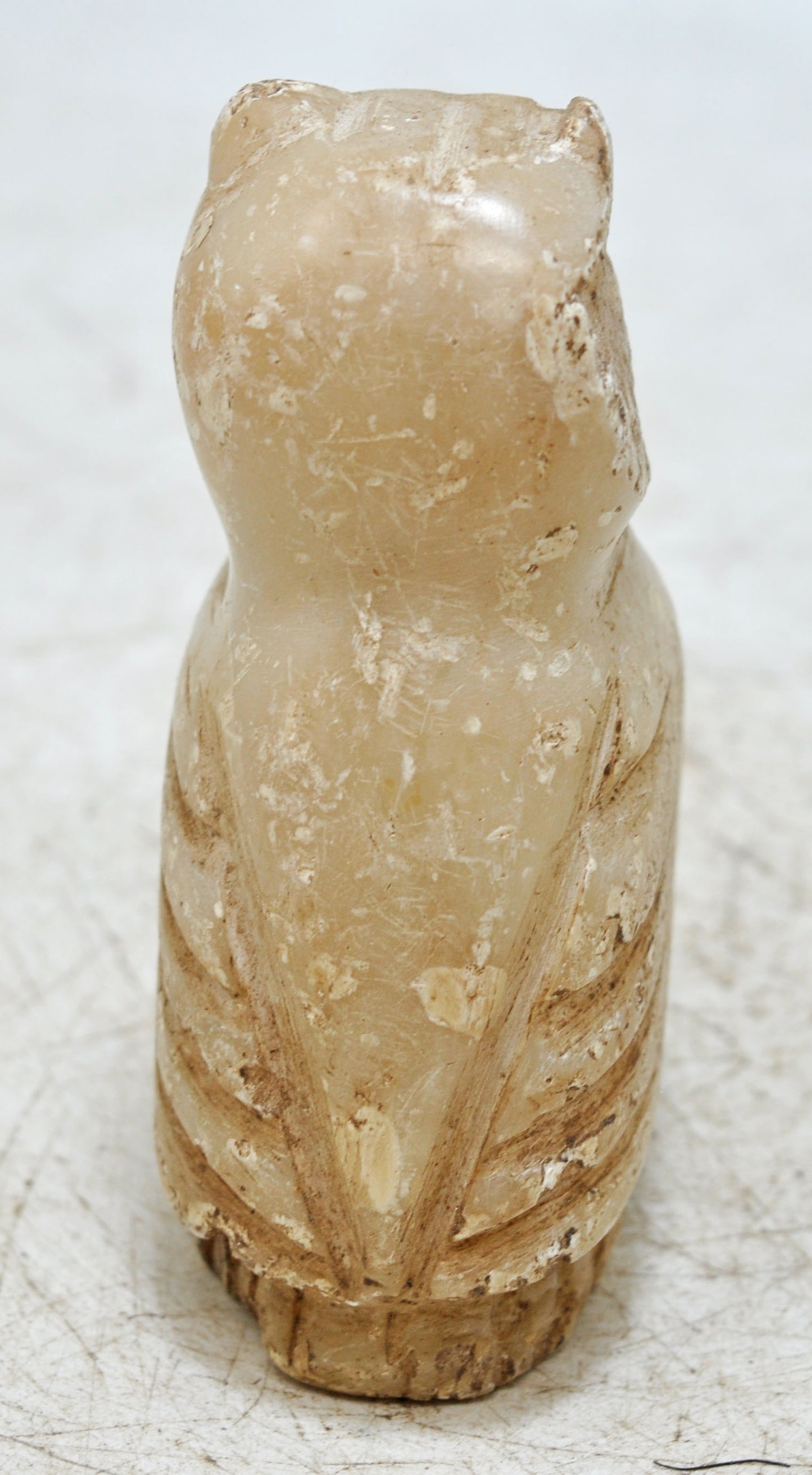 Vintage White Marble Owl Figurine Original Old Fine Hand Carved