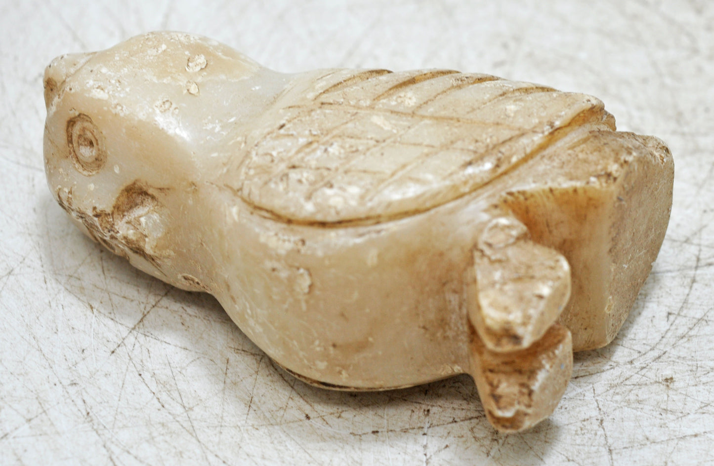 Vintage White Marble Owl Figurine Original Old Fine Hand Carved