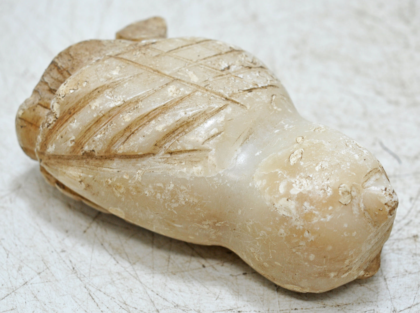 Vintage White Marble Owl Figurine Original Old Fine Hand Carved